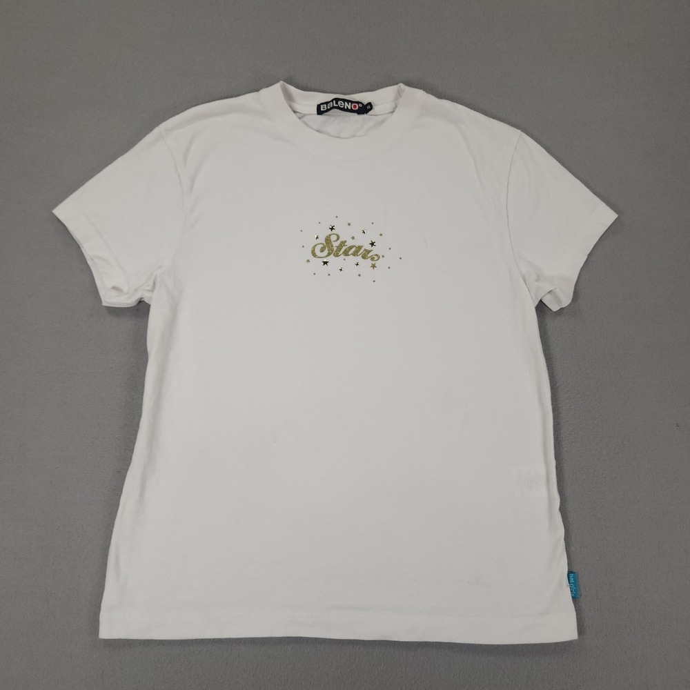 Baleno Women's White Top Graphic T Shirt XL Baby Doll Top